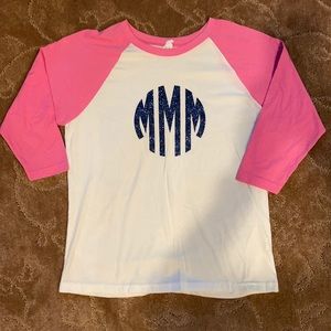 Like new Lolly Wolly Doodle MMM monogrammed top XL